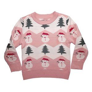 Knit Pink And White Ugly Christmas Sweater With Winter Pattern Theme